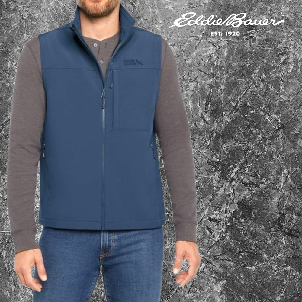 Eddie Bauer Mens Softshell Fleece Lined Full Zip Vest Blue XXL